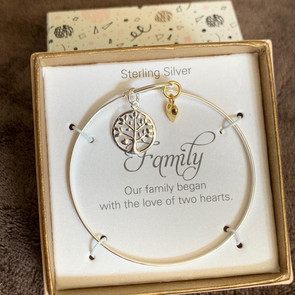 Inspirational Quotes Family Silver Bangle
